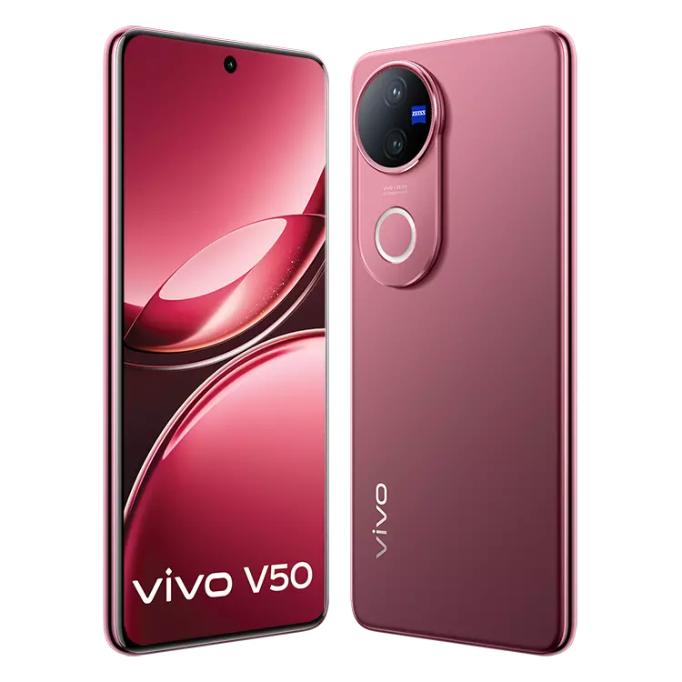 Vivo V50 5G 22 vivo v50 5g Rose Red front back inclined