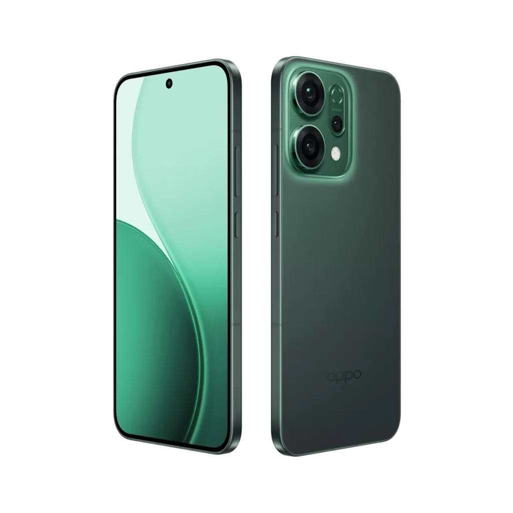 Oppo Reno 14 5G (8GB/256GB and 12GB/256GB) โ Ganesh Chaturthi Special Edition 10 Oppo Reno 14 5G Forest green front and back view