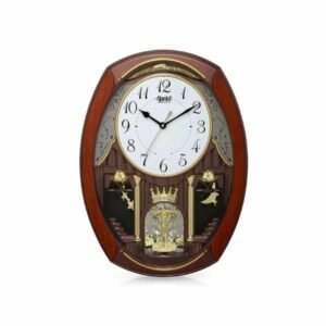 Ajanta Classic Musical Pendulum Quartz Wall Clock with Decorative Diamonds – Model 2927 – Brown Finish
