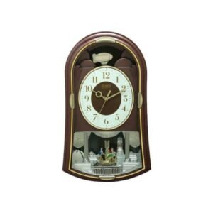 Ajanta Classic Musical Pendulum Quartz Wall Clock Model 6227 with brown decorative frame, white dial, gold numerals, and ornate pendulum design