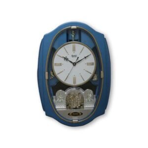 Ajanta Classic Musical Pendulum Quartz Wall Clock Model 6427 with blue decorative frame, white dial, Roman numerals, and ornate pendulum design