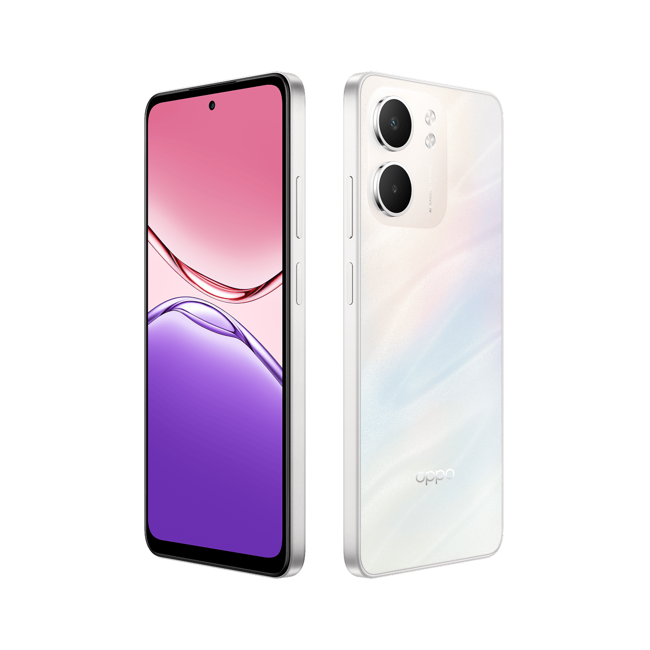 OPPO A5x 5G 6 OPPO A5x 5G Laser White front back inclined