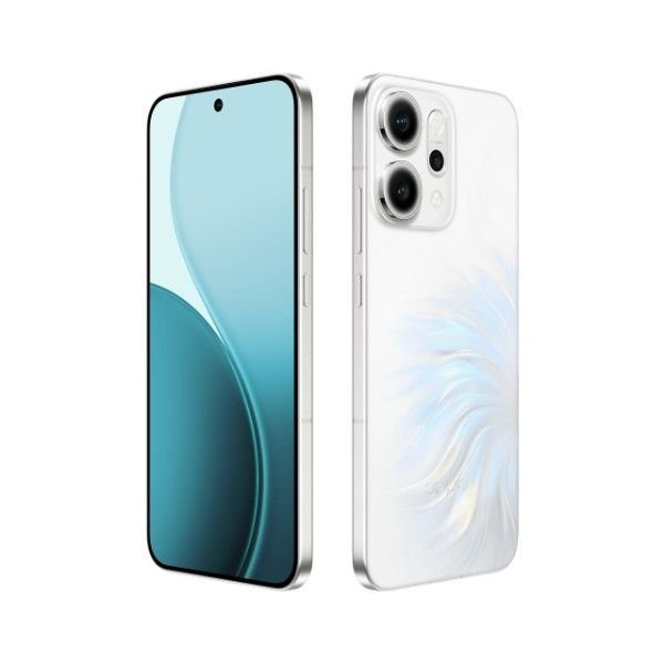 OPPO Reno14 5G 3 OPPO Reno 14 5G Pearl White front back inclined outword