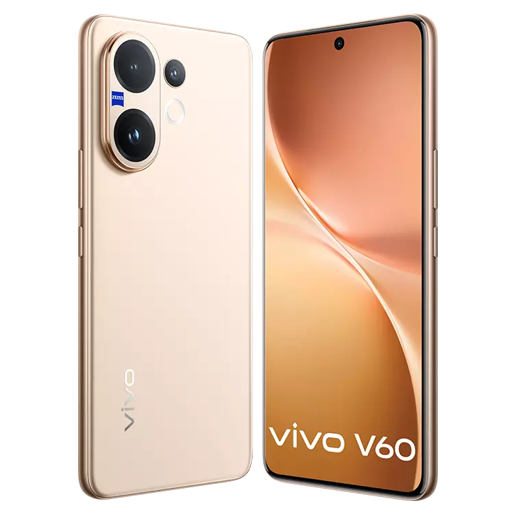 VIVO V60 5G 7 VIVO V60 5G Auspicious Gold front Back inclined