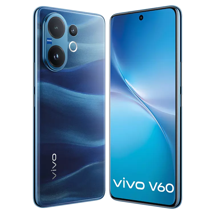 VIVO V60 5G 15 VIVO V60 5G Moonlit Blue Front Back inclined