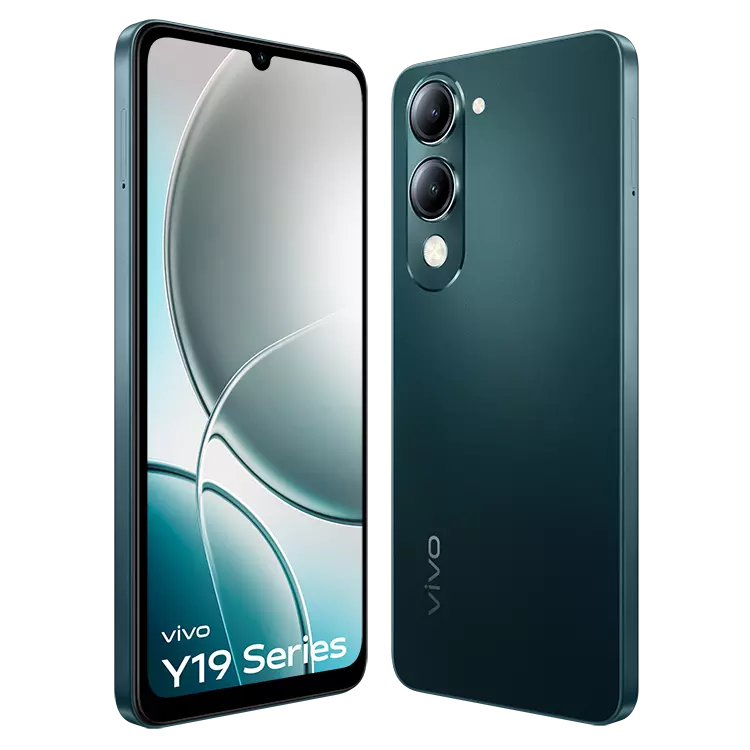 VIVO Y19e 6 VIVO Y19 5G Majestic Green Front Back Inclined2