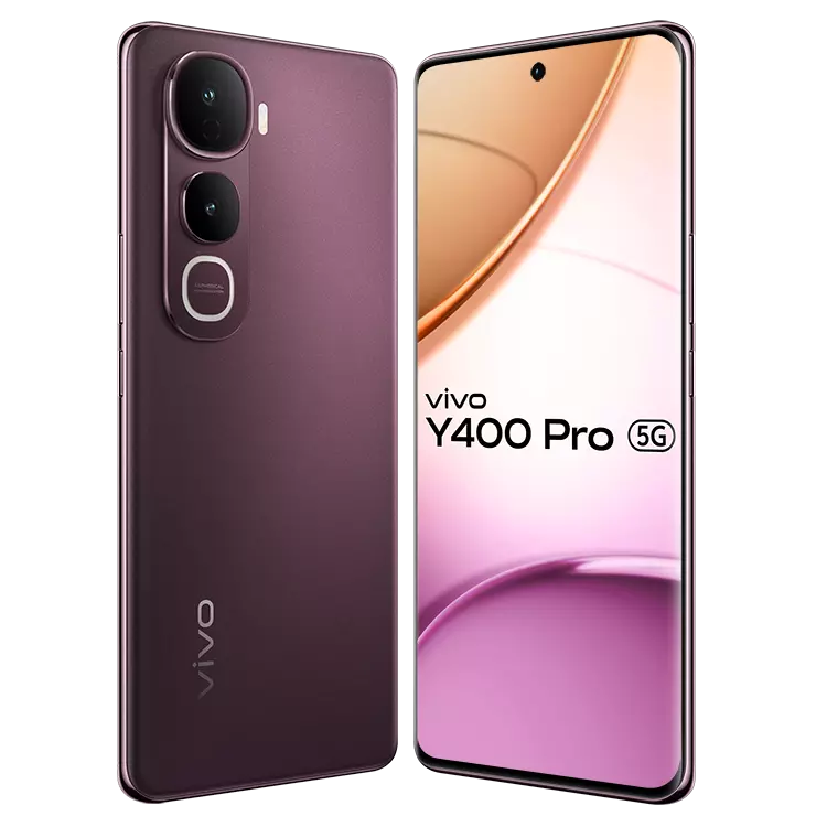VIVO Y400 Pro 5G 24 VIVO Y400 Pro 5G Nebula Purple front back inclined