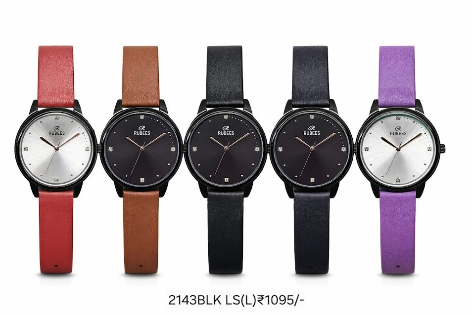 RUBEES 2143BLK LS(L) Ladies Crystal Marker Wrist Watch 1 RUBEES 2143BLK LS(L) Ladies Crystal Marker Wrist Watch