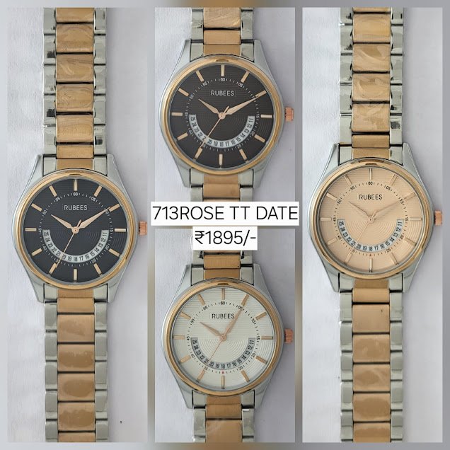 RUBEES 713ROSE TT DATE(G) Gents Watch 1 RUBEES 713ROSE TT DATE(G) Gents Two‑Tone Metal Strap Wrist Watch