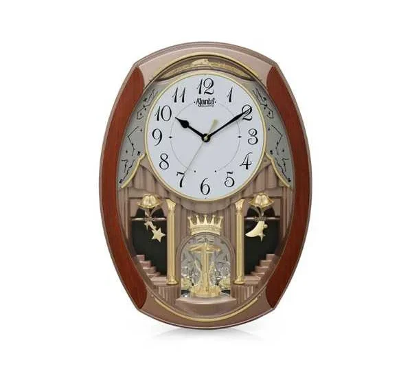 Ajanta Classic Musical Pendulum Quartz Wall Clock 2927 New Copper with Decorative Diamonds
